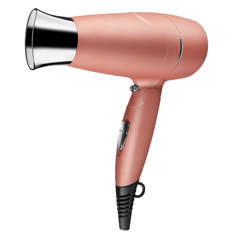 Folding Hair Dryer Dual Voltage Blow Dryer Dc Motor Lightweight Negative Ionic Travel Dryer with 2 Heat/Speed Setting Rose Gold