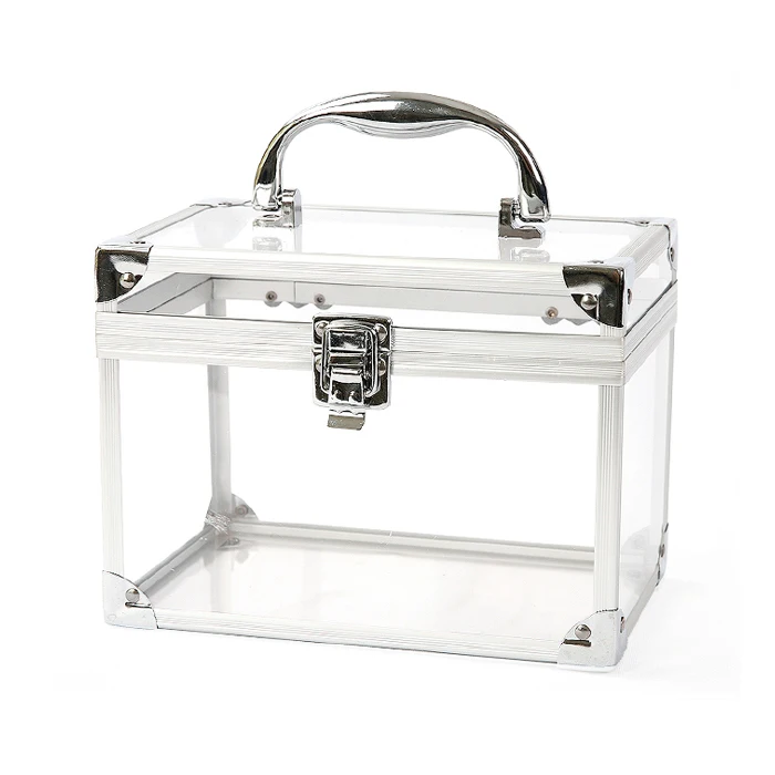 Multi-function acrylic lockable storage metal briefcase storage portable aluminum box professional tool case with handle