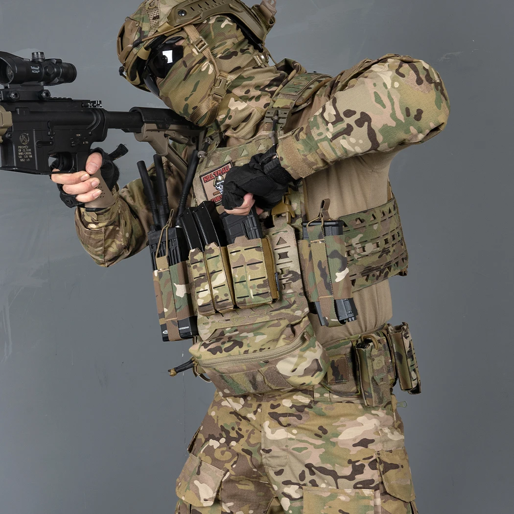 IDOGEAR Laser Cutting 500D NylonTriple Mag Pouch Tactical Pouch Open Top MOLLE Magazine Pouch for 5.56mm 9mm Mags