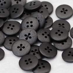Cross slot  4-holes white black  real ox bone button Japanese vintage  eco-friendly shirt button
