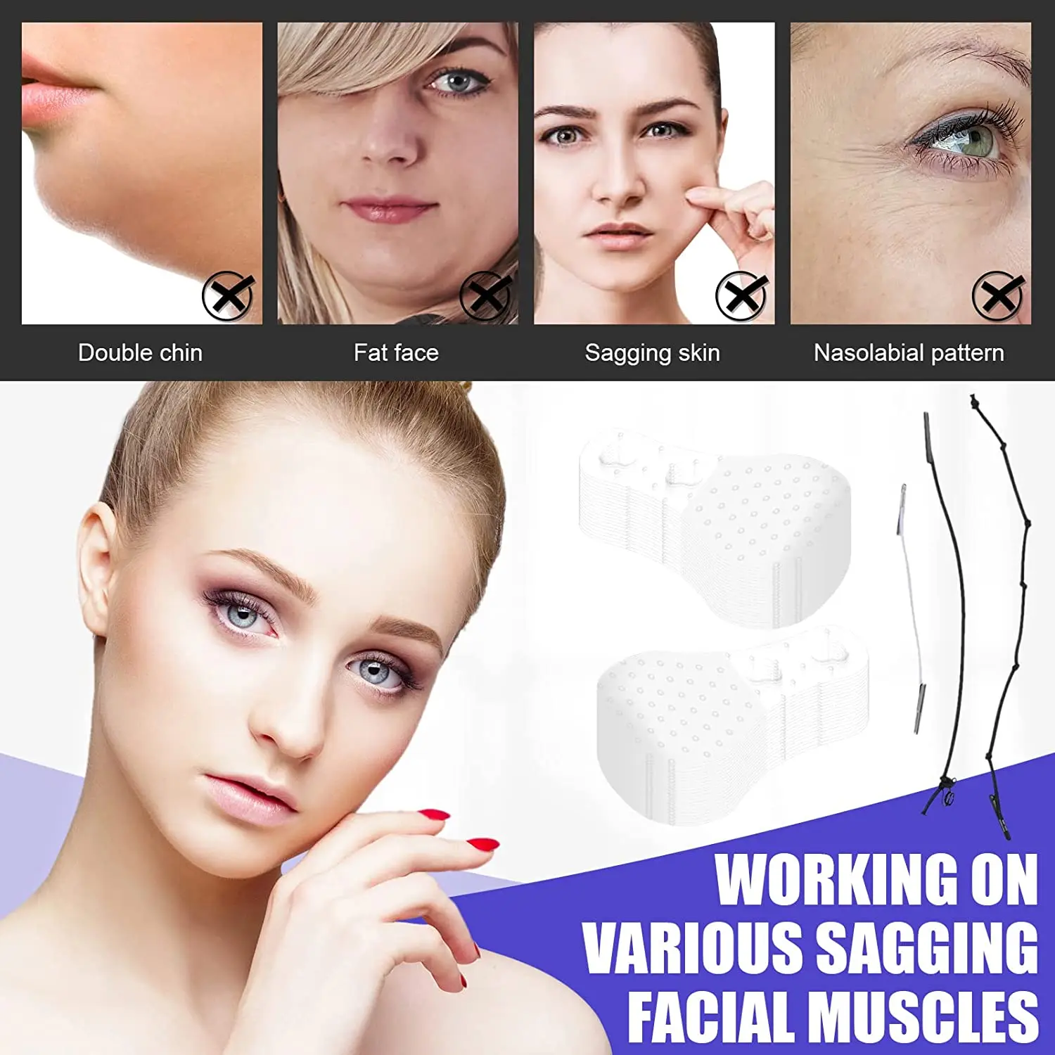 Full Face V Line Lift Up Sticker Face Wrinkle Invisible Waterproof Ultra-Thin High Elasticity Invisible Face Lifting Tape