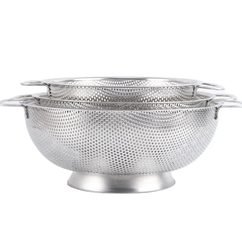 Kitchen fruits and vegetables strainer mesh rice sieves 304 stainless steel colanders and strainers deep strainer basket
