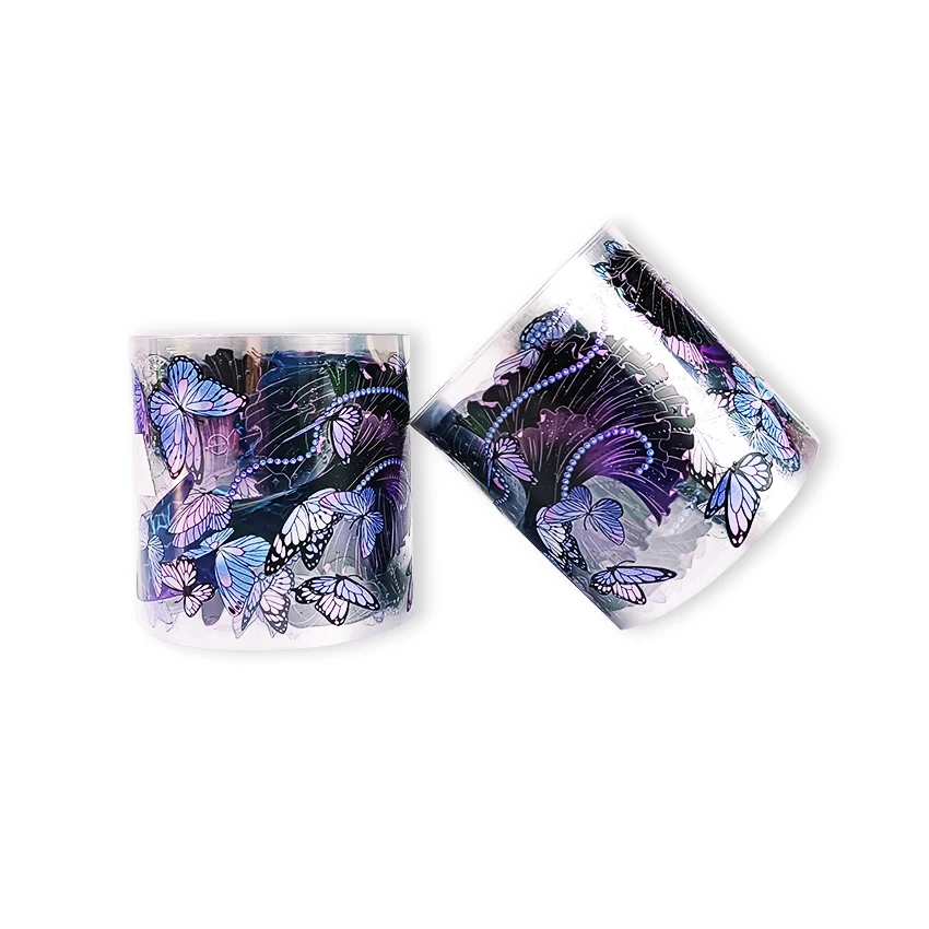 Custom cute decorative journal masking transparent butterfly stickers tape, vinyl washi DIY brand logo PET sticker sheet