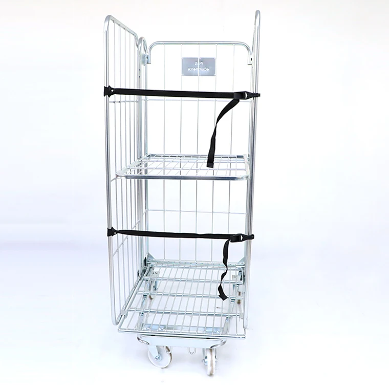Factory supply industrial logistics foldable steel metal cargo storage rolling cage trolleys