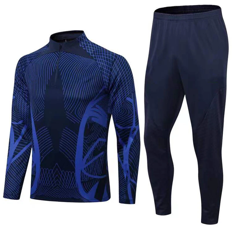 2022 Soccer Football Custom Tracksuit Sets Uniforms Training Sports Outfits 2 Piece Winter Gym Sportswear for Men Jogging Adults