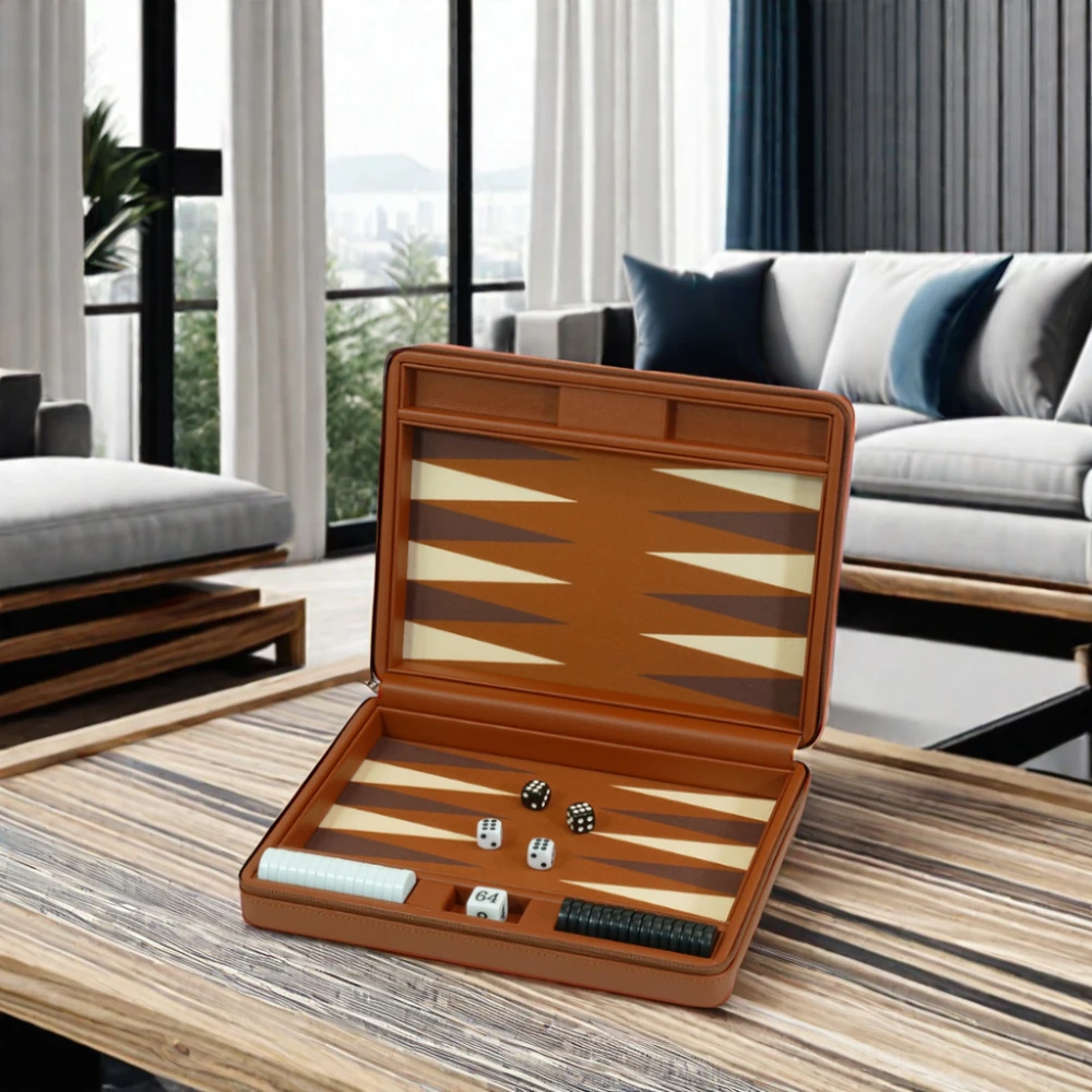 Outdoor Game 9 Inch Travel Backgammon Set with Magnet Checkers