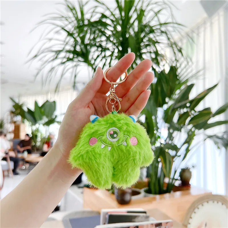 Cartoon cute little monster girl plush keychains toys pendant bag charms pendant kawaii plush doll stuffed animals wholesale