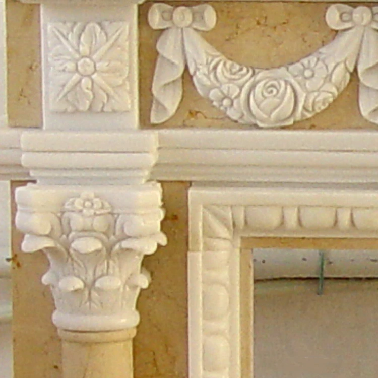 European style splicing colour Indoor decorative freestanding natural Egyptian beige marble stone fireplace