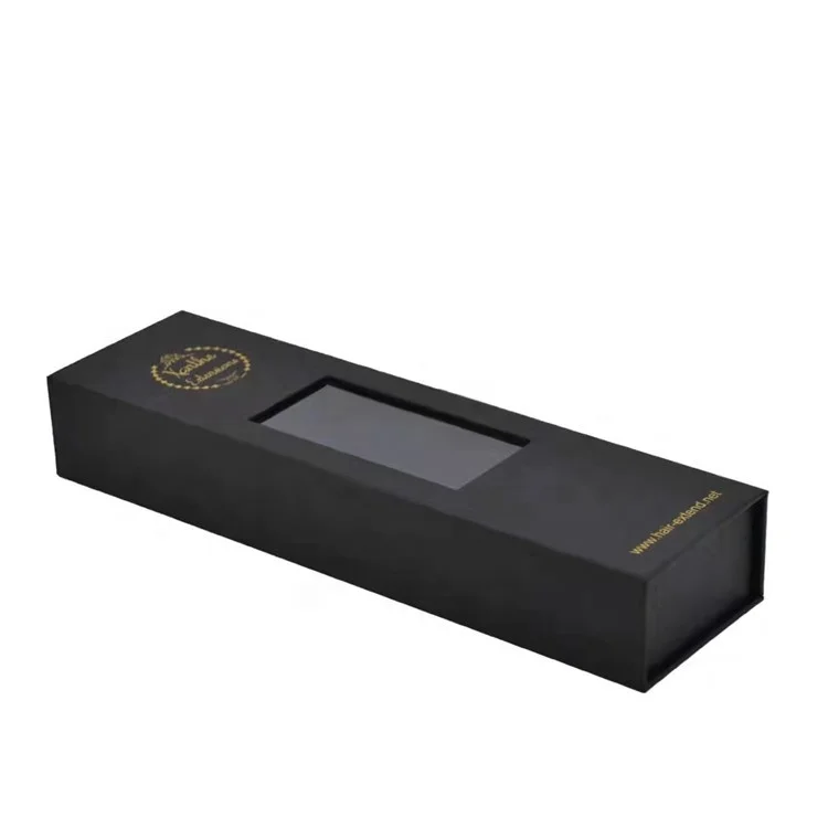 Custom Magnetic Closure Foldable Cardboard Gift Box for Hair Extension with Window wigs shipping paper boxes
