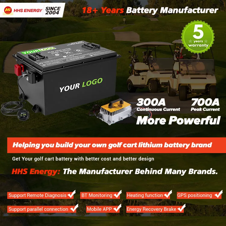 HHS Golf Cart Battery 36V 48V 72V long life lifepo4 battery cell golf cart battery lithium 48 volt 70ah 105Ah 160Ah