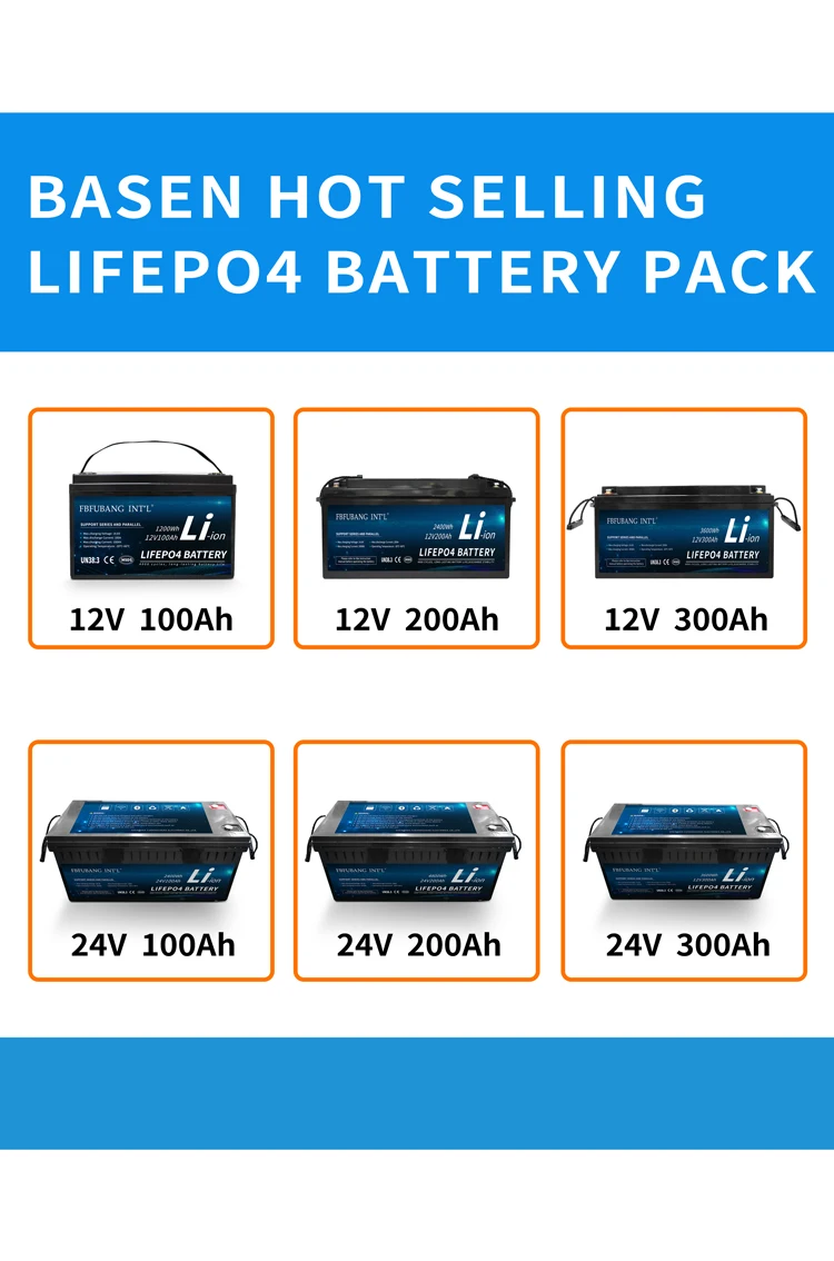 rechargeable lithium ion phosphate solar batteries  recycling 12v 24v 48v 100ah 200ah 300ah pack lifepo4