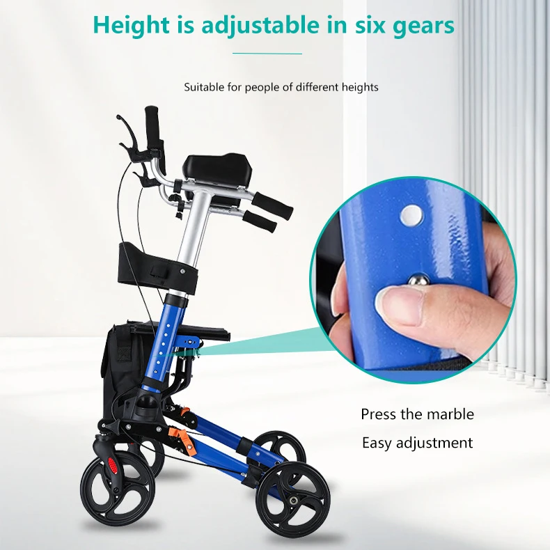 Portable Walking Crutch Disabled Walker Foldable Lightweight Adult Standing Walker With Wheels Walking Aids Frame