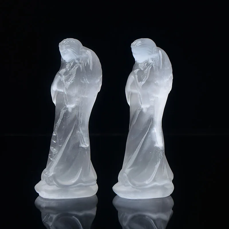 Natural crystal Selenite Moroccan Angel gypsum stone sculpture like quartz carved lovely white gypsum angel