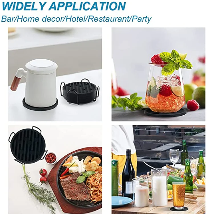 Washable Durable Unbreakable custom logo silicone coasters for drink round shape insulated fancy coffee cup coaster