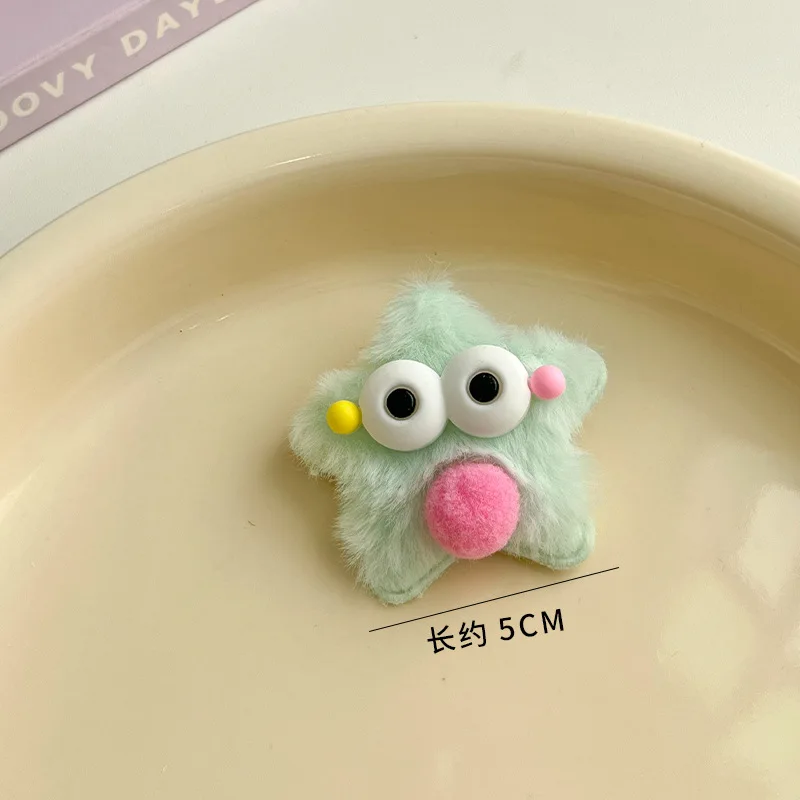 Cute Sausage Mouth Plush Star Hair Clip Funny Creative Pentagram Headpiece for Kids And teens