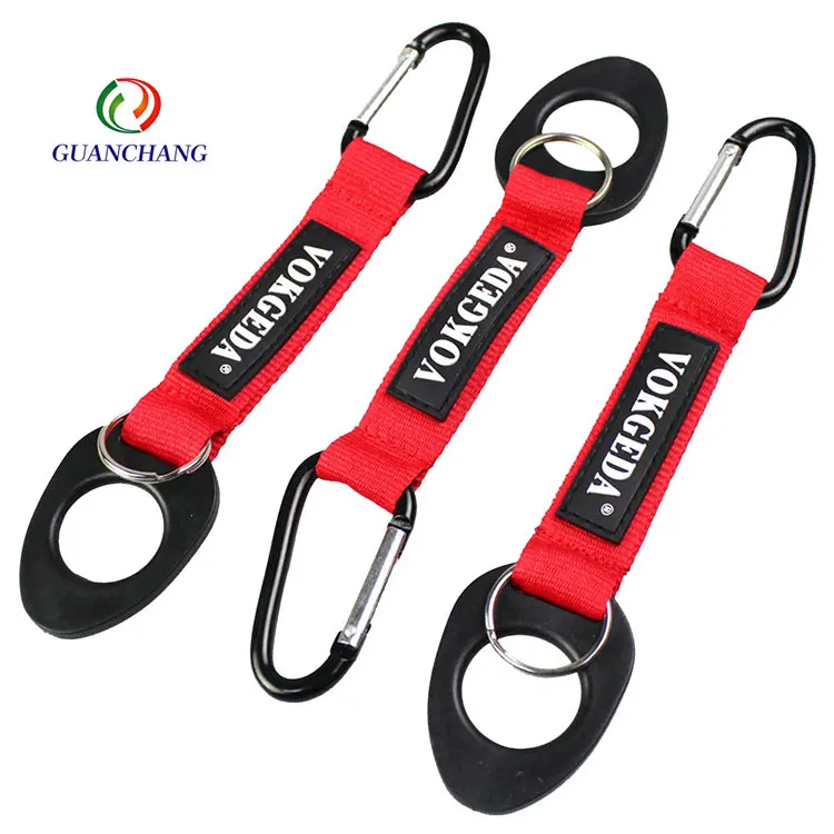Wholesale Fashion Custom Sublimation Logo Printed Carabiner Water Bottle Holder Lanyard Strap Polyester Keychain Short Lanyard