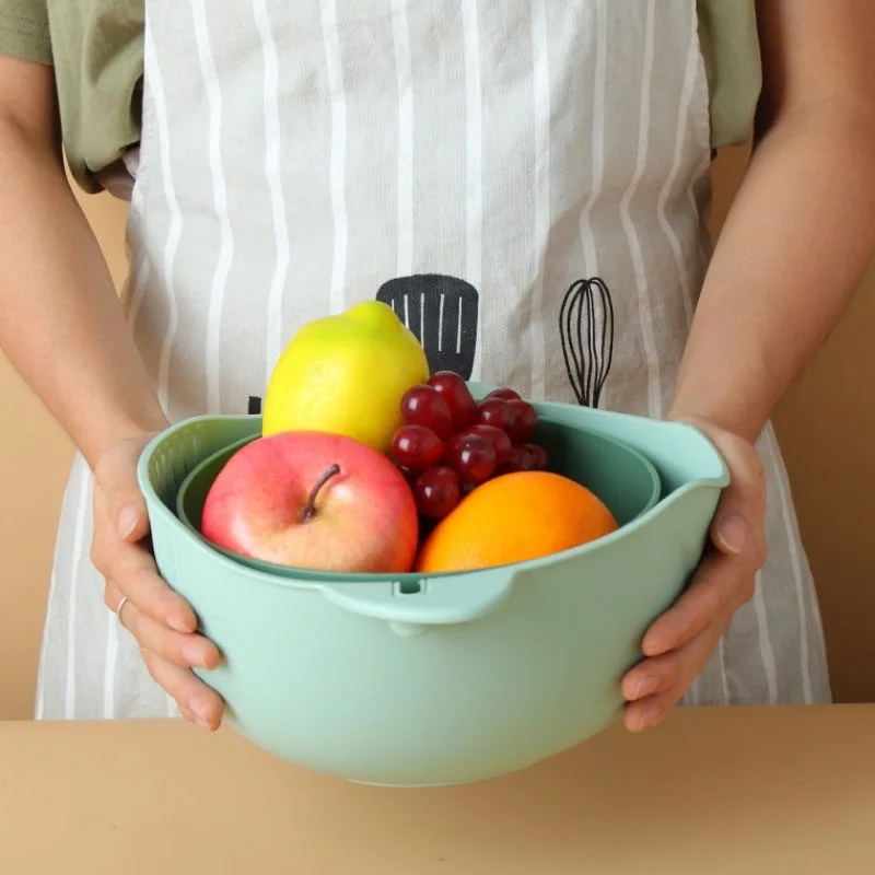 BPA Free Space-Saver Portable Food Strainer,Colander Set with Bowl Strainer Plastic Colander for Pasta, Veggies, and Fruits
