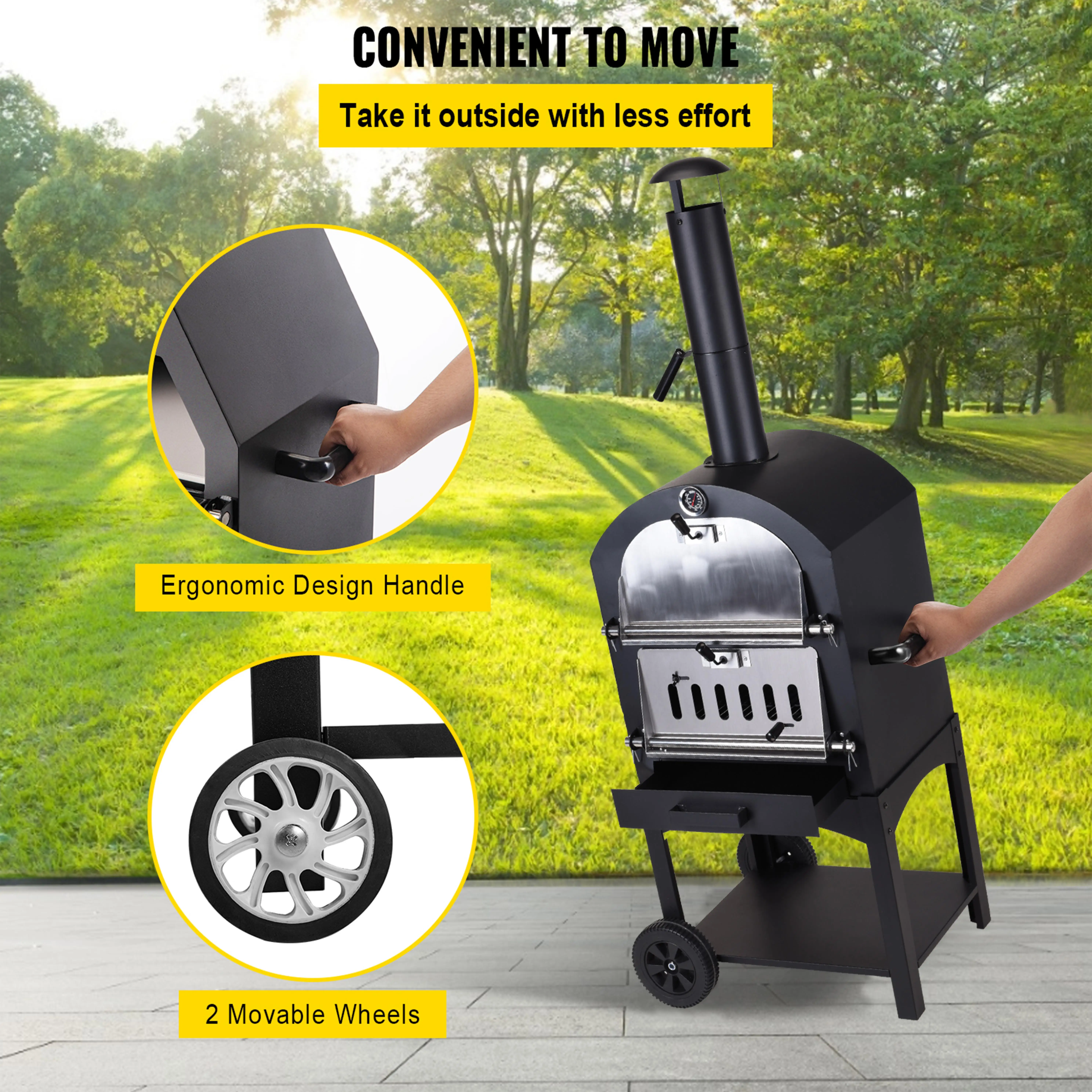 Custom Portable Pizza Oven Wood Fire Pizza Maker Oven Portable Trailer With Stainless Steel Doors For Garden
