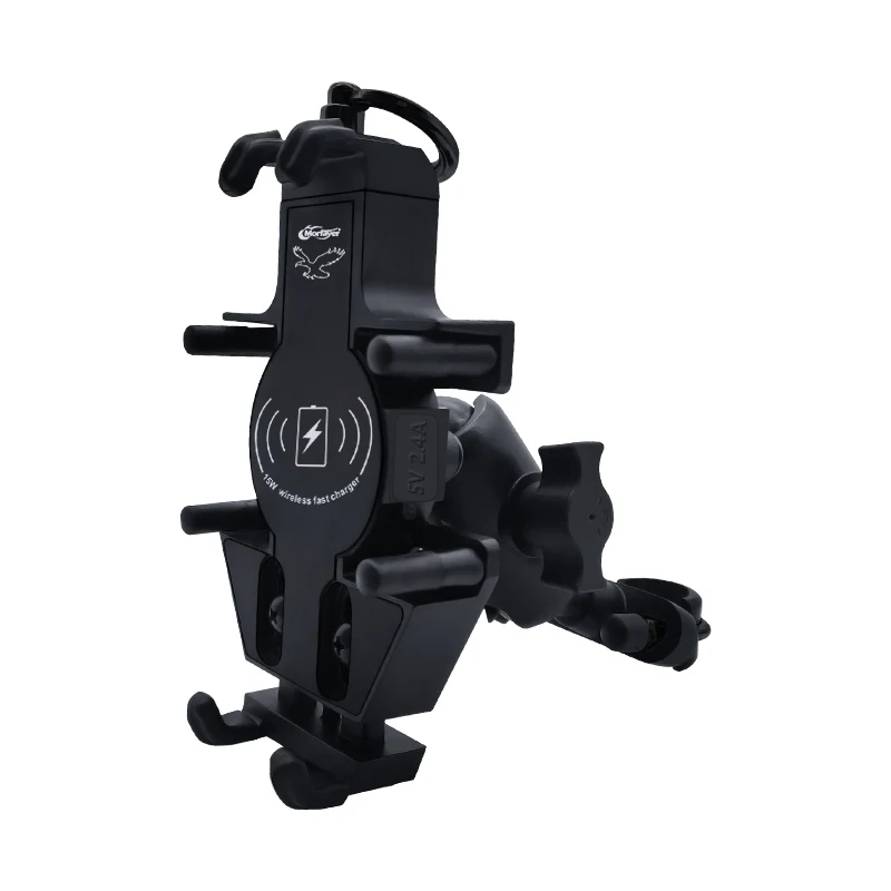 Motorbike full aluminum alloy 15W  smart wireless Charger  phone holder 5V 2.4A  fast charger  motorcycle wireless charger