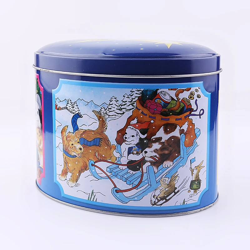 Special shaped oval shaped metal tin packaging box packaging can for cookies, accepting custom printing