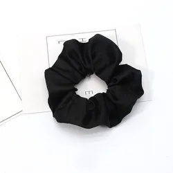Wholesale labels matt color elastic ponytail holder crunchies hair ties silk hair band fabric matte pastel satin scrunchies