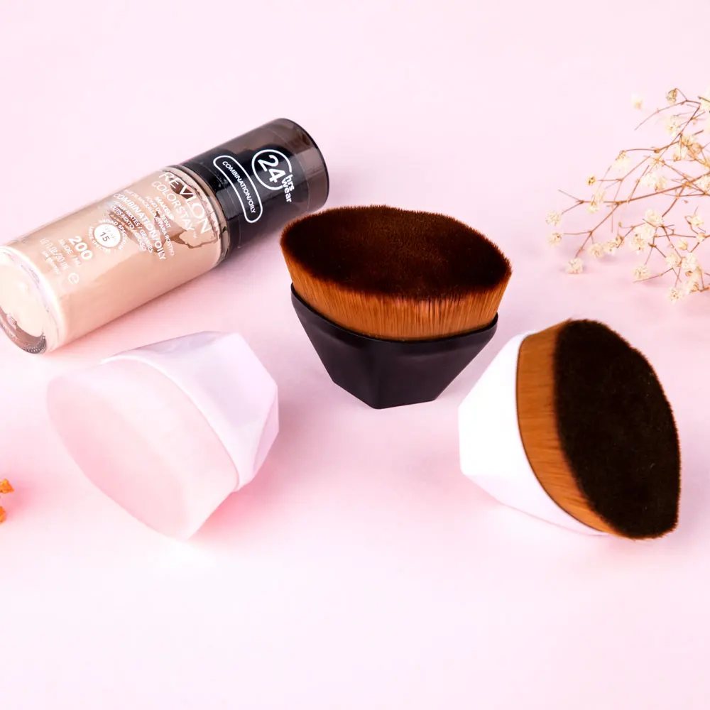 LOW MOQ Amazon Flat Top Vegan Single Foundation Make Up Brush Powder Synthetic Cosmetic Brush No.55 Kabuki Makeup Brush