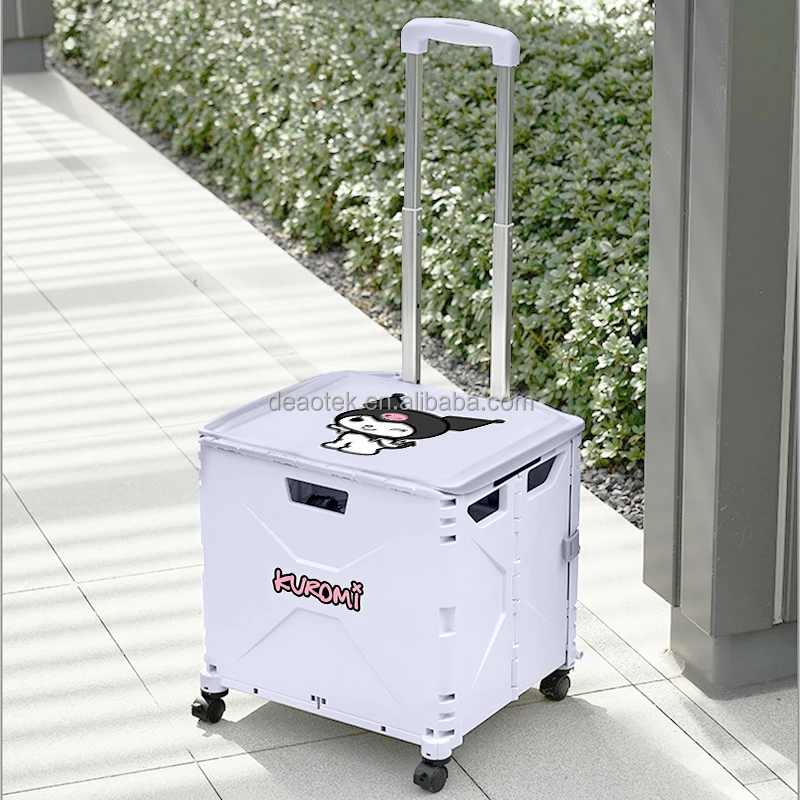 large capacity 4 universal wheels multifunction plastic shopping supermarket trolley folding shop cart