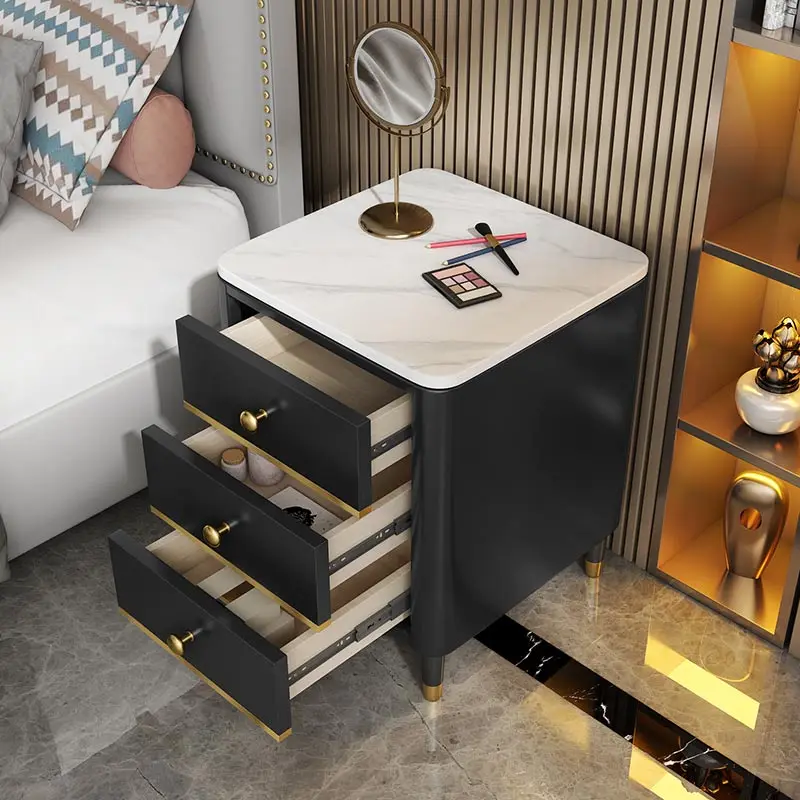 Wholesale Nordic Modern Simple Bedside Table Luxury Square Night Table Bedroom Furniture Bedside Cabinet Velvet Nightstand