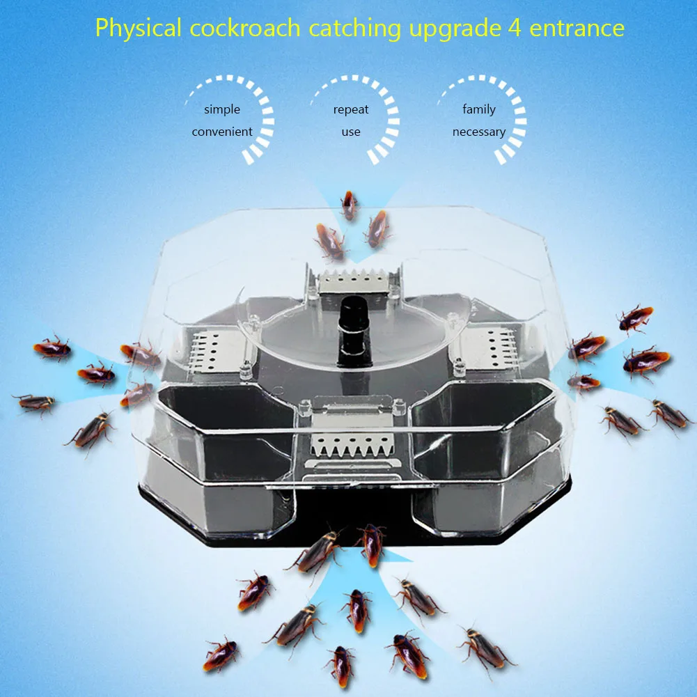 Eco-Friendly Automatic Reusable Effective Killer Cockroach Trap Plastic House Smart Box Bug Catcher For Indoor Kitchen