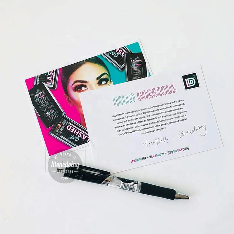 Custom Design Printing Lined Art Paper Cards Greeting Gift Post Cards Business Thank You Cards