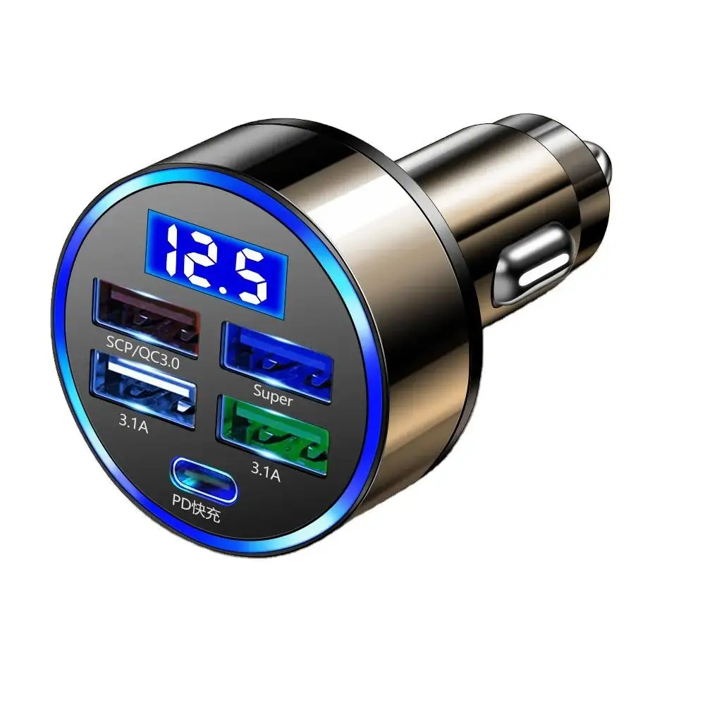 Usb Pd Fast Charging C Led 5 Quick Adapter Type Phone Voltage Display Port 3.1A 4 With Lamp For Mobile Qc3.0 Car Charger