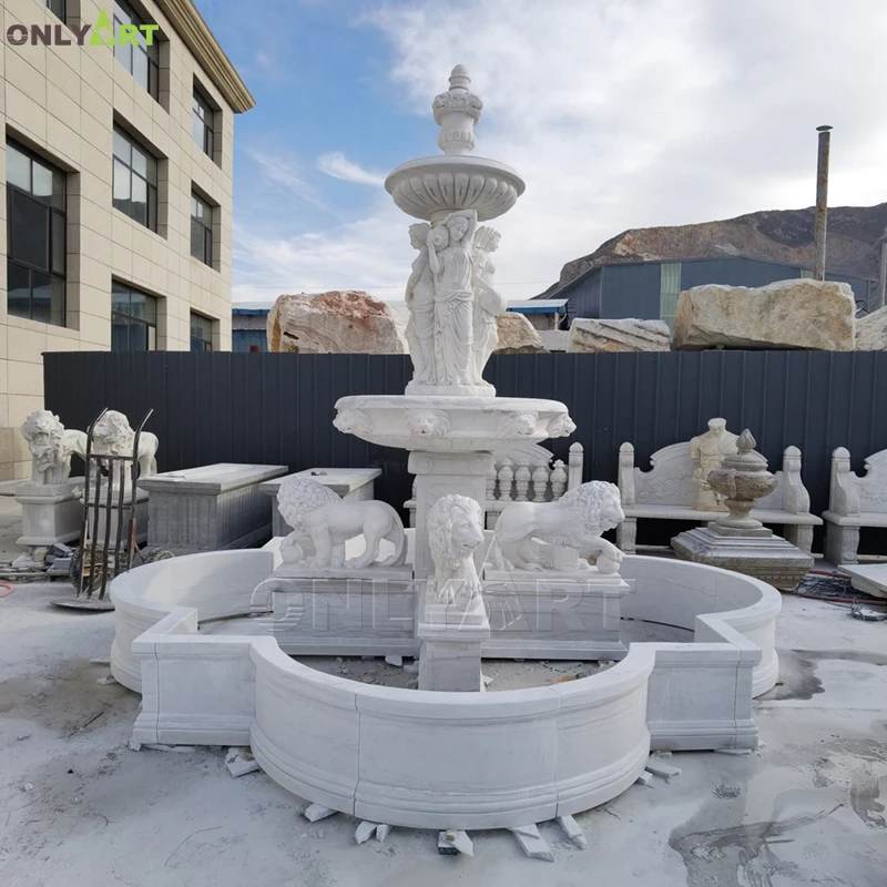 Custom Aquarium Project Natural Marble Stone Garden Sea Goose Fish Water Fountain