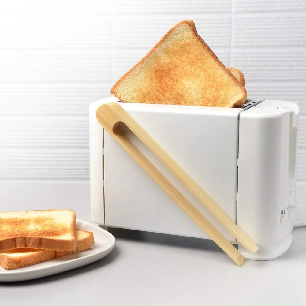 Eco Friendly Bamboo Toast Tongs Custom Wood Toaster Tongs with Anti Slip Design and Cooking Oil Coating for Cooking