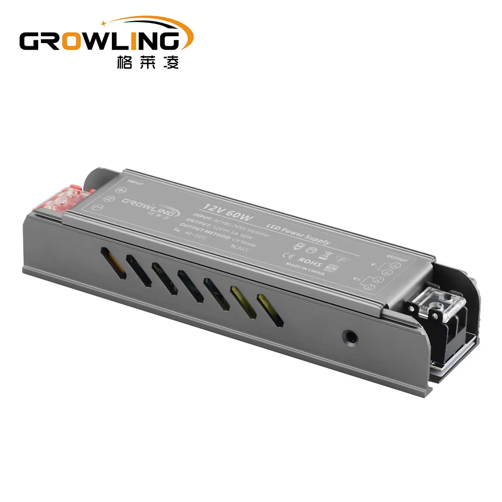 Newest 12v IP40 led driver 220V ac DC 24V 2.5A 60W dual output LED Power Supply for neon light