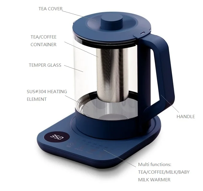 Chinese hot selling 1.5L coffee tea maker electric glass kettle 220V household tea maker