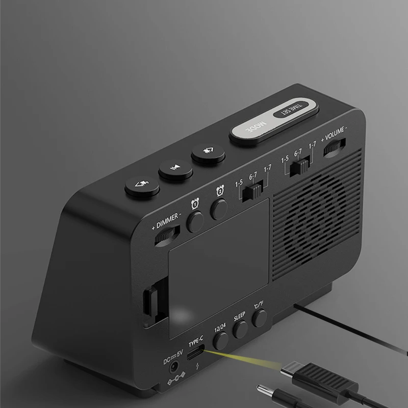 Hotel Alarm Clock Radio FM with sleep Timer Dual USB Port Charging Digital LED Display Dimming Adjustable Volume BT speaker