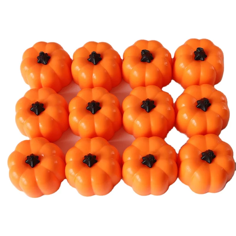 Pumpkin Flameless Tea Candles Light LED Face Tealight for Halloween Holiday Party Outdoor Decor Lantern Bucket