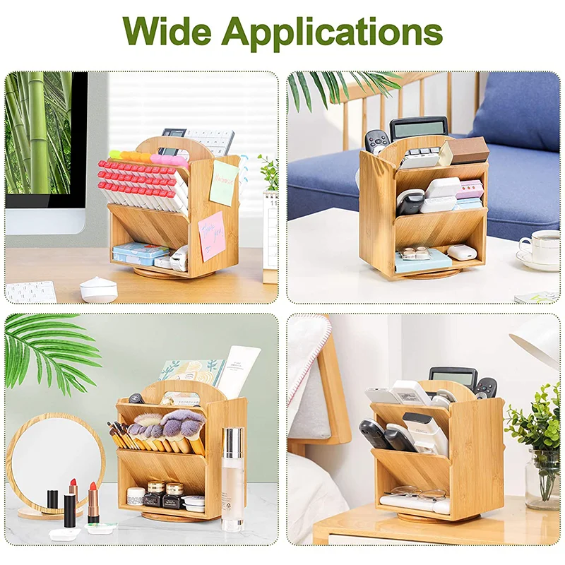 Wholesale 6 Compartments Office Supplies Desktop Set Bamboo Storage Desk Organizer For Documents