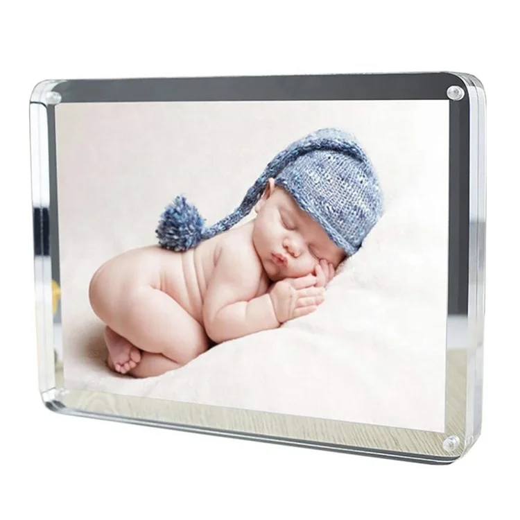 acrylic plastic free standing floating magnetic picture photo frame