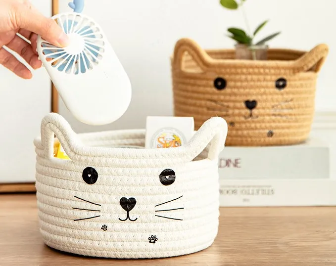 Large Woven Cotton Rope Storage Basket Laundry Basket Organizer for Towels, Blanket, Toys,Clothes