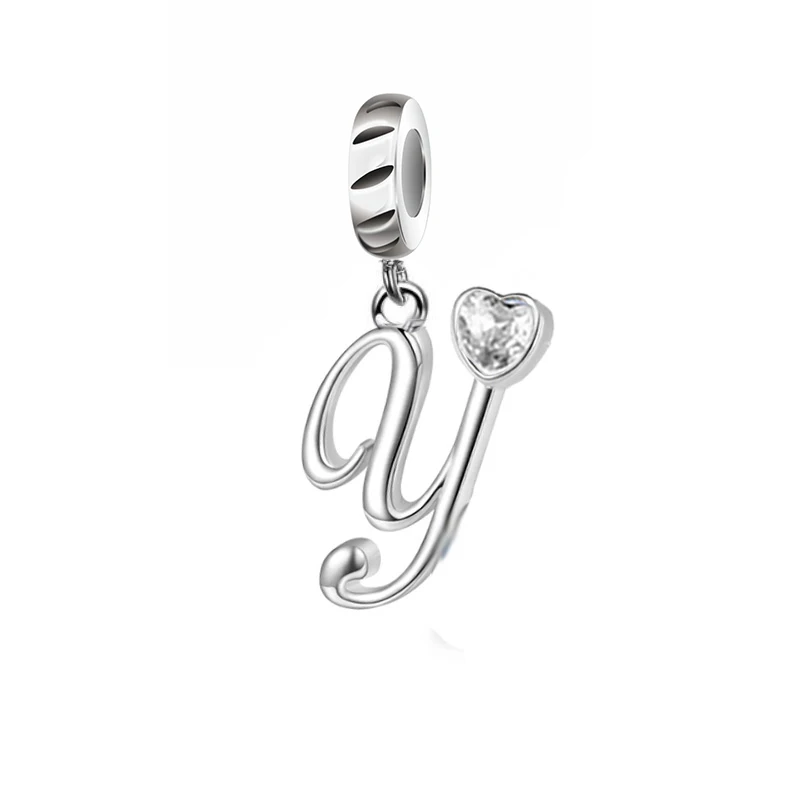 New Design Memorial Gift 925 Sterling Silver A-Z Letter Alphabet Beads Charms For Bracelet Jewelry Making