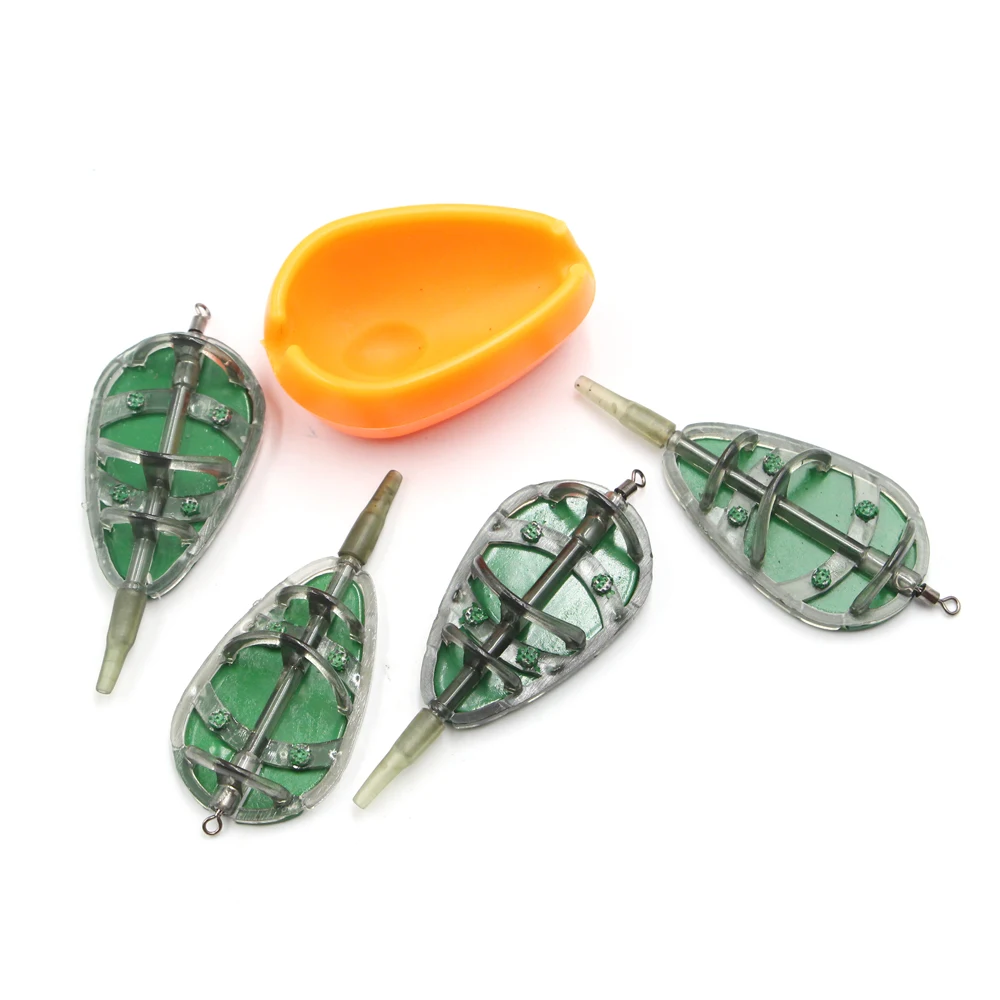 New plastic fishing bait  feeder  mould set ,4pcs  inline flat painted method feeder