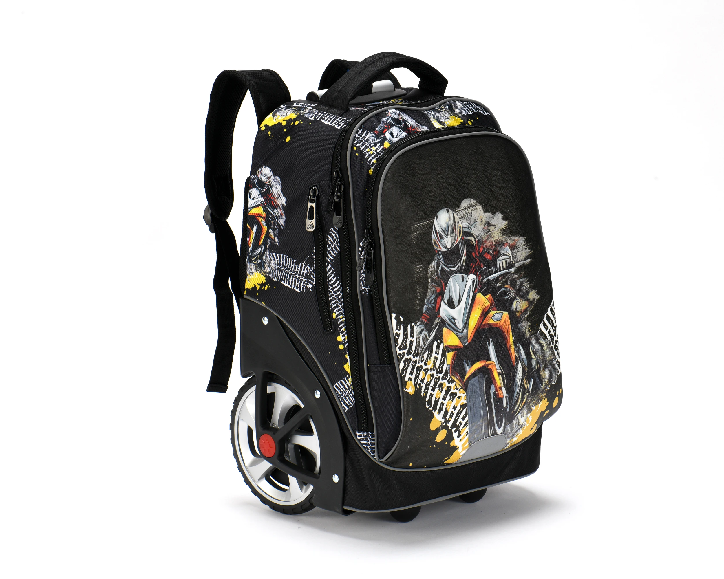 Fujian origin Trolley Backpack with Wheeled Design Zipper Closure Waterproof Polyester Lining Daily School Bag