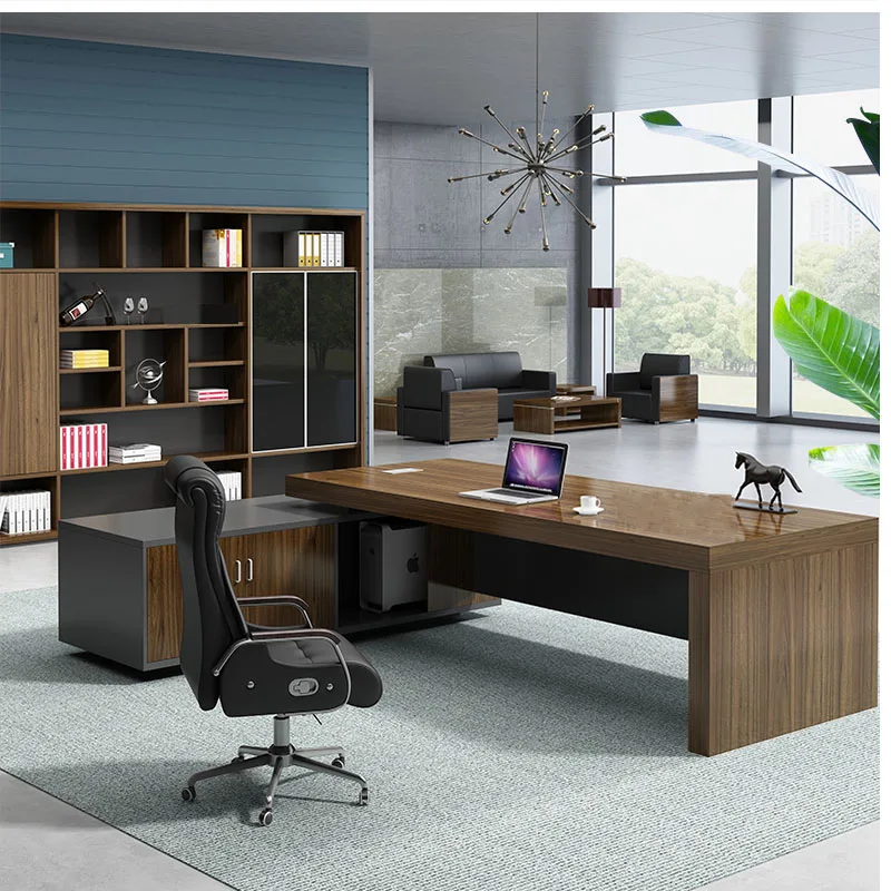 LANRAN Modern Design L Shaped CEO Boss Manager Executive Office Desk for Wood Office Furniture