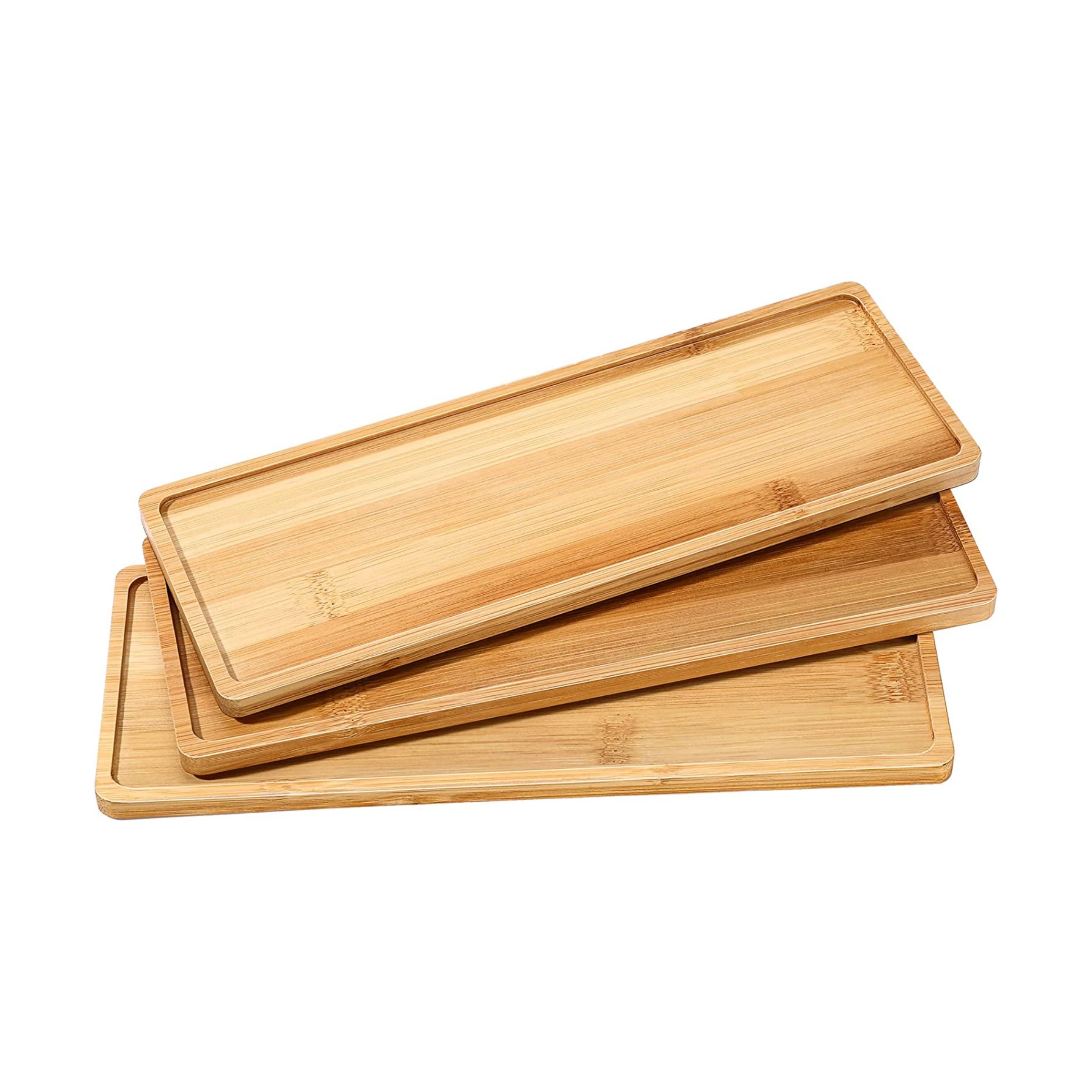 High Quality Bamboo Tray for Cake Food Tea Set Server Dishes Custom Wooden Serving Tray Kitchen Accessories