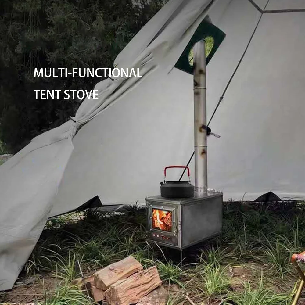 Outdoor Modern Design Multi-Purpose Ultra Light Folding Barbecue Heating Firewood Tent Stove for Camping Hiking