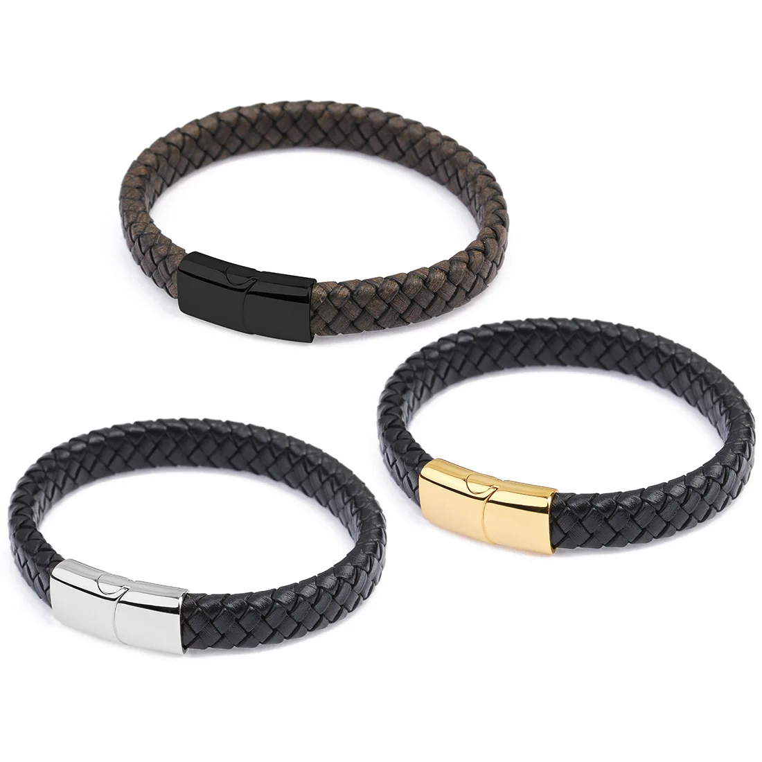 Мужской кожаный браслет с логотипом на заказ 2020 коричневый плетеный браслет из натуральной кожи мужской подарок для отца бойфренда