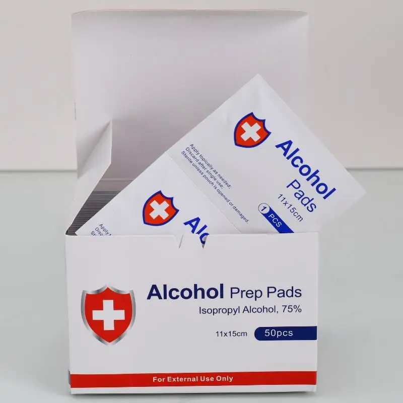 Customized design 75% alcohol prep pad for nail cleaning and disinfect alcohol swab printed logo disinfection skin care wipes