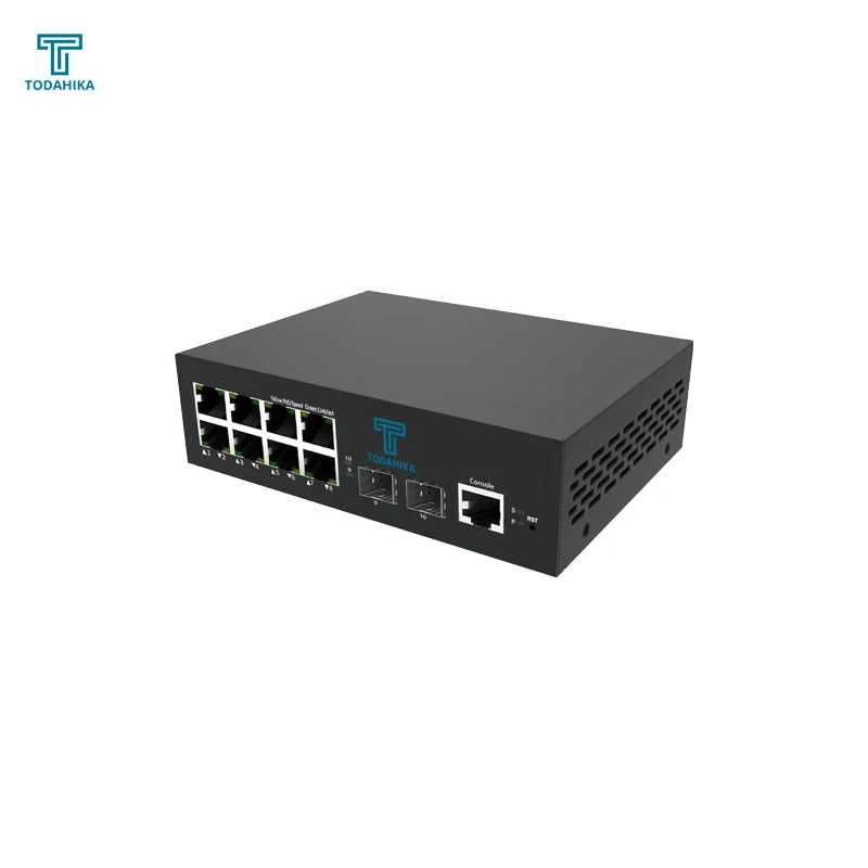 2 x Gigabit SFP 8 x 10 100 1000Base T PoE External Power Supply push button switches industrial dpdt