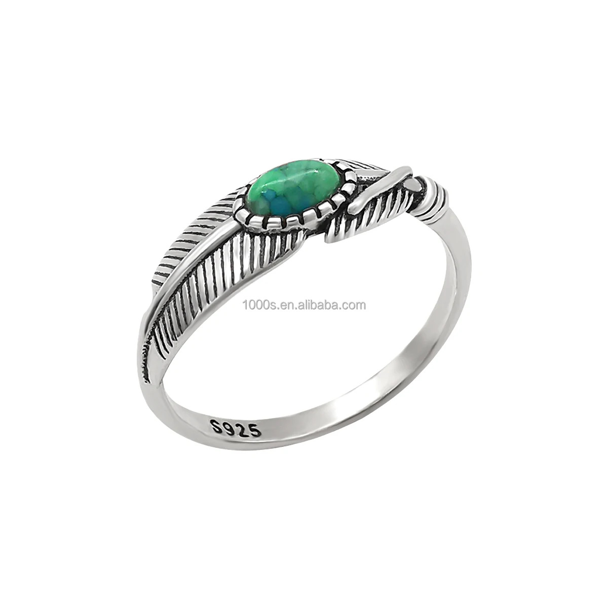 Antique Sliver Jewelry Ring With Turquoise Gemstone Elegant Ring Men Women